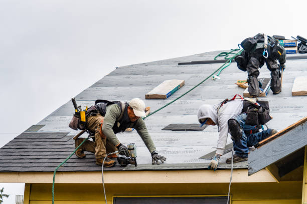 Professional Gutter Installation technician working in Holbrook, MA